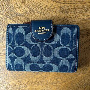 Coach Corner Zip Denim Wallet